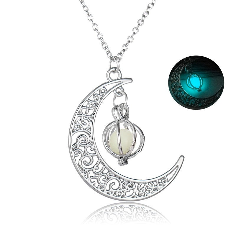 Lunar Glow Natural Stone Healing Necklace: Luminous Moon Pendant