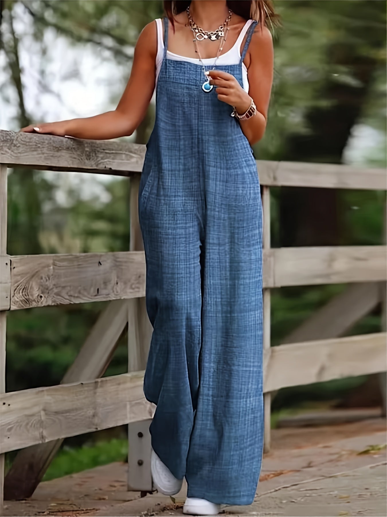 Solid Color Spaghetti Strap Overalls Jumpsuit