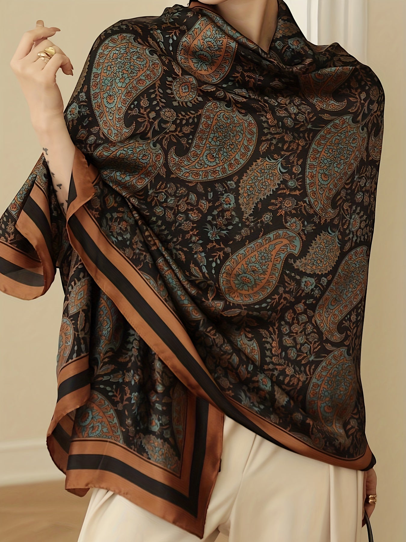 Elegance Plus Paisley Print Shawl Top