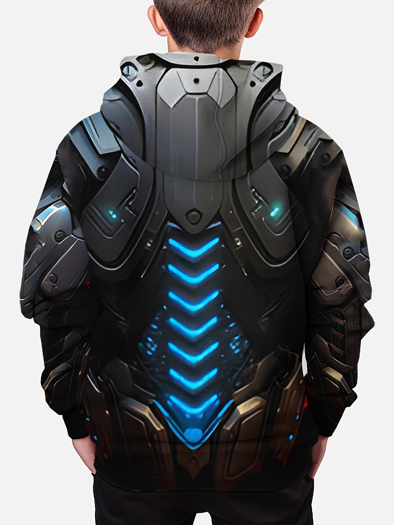 🛡️ Boys' Novelty Armor Print Hoodie - Casual & Cool Sweatshirt 🛡️