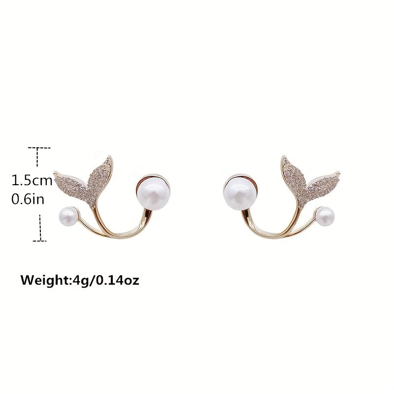 🌟 Pearl Mermaid Tail Stud Earrings – Japanese & Korean Elegance ✨