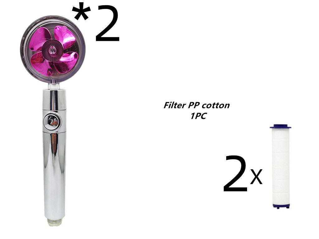 Turbo Flow Propeller Shower Head: High-Pressure Handheld Nozzle with Stop Button and Cotton Filter