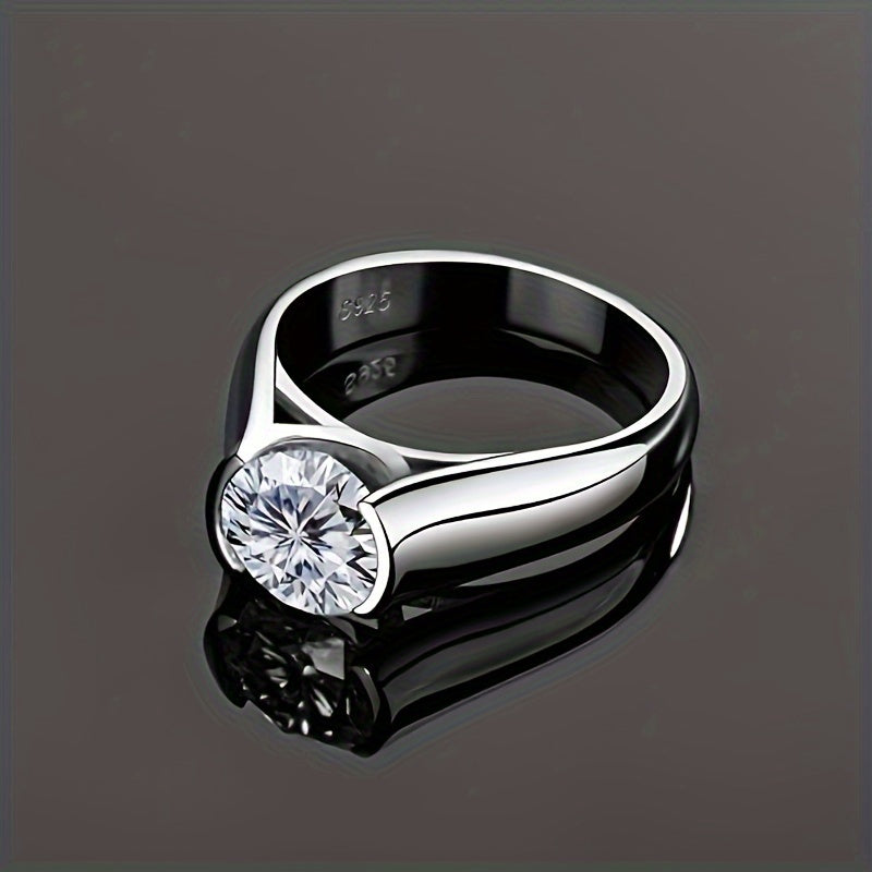 ✨ Chic Elegance 925 Silver Wide Band Ring – White Inlaid Sophistication 💍