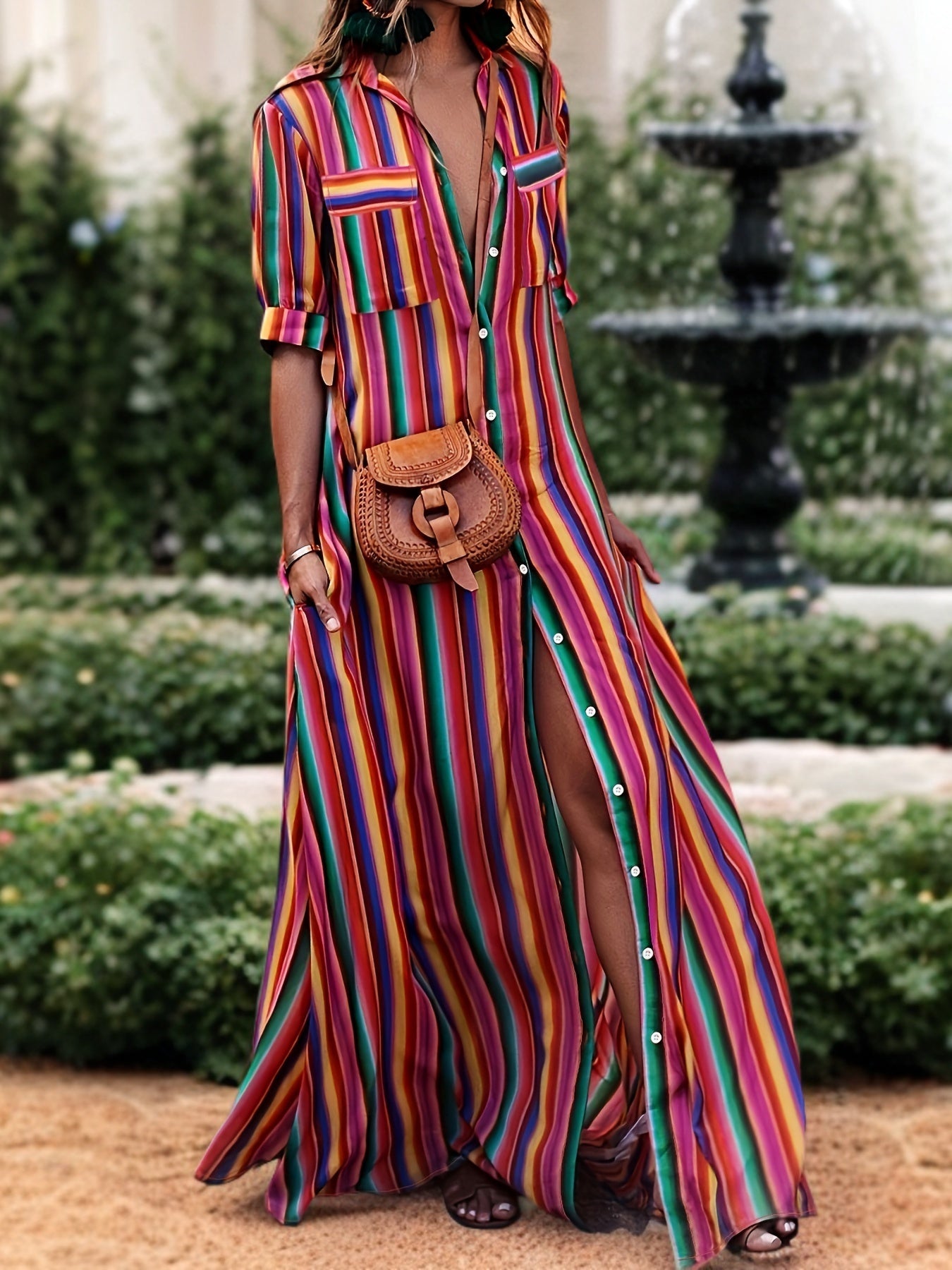 Boho Stripes Collared Dress ✨