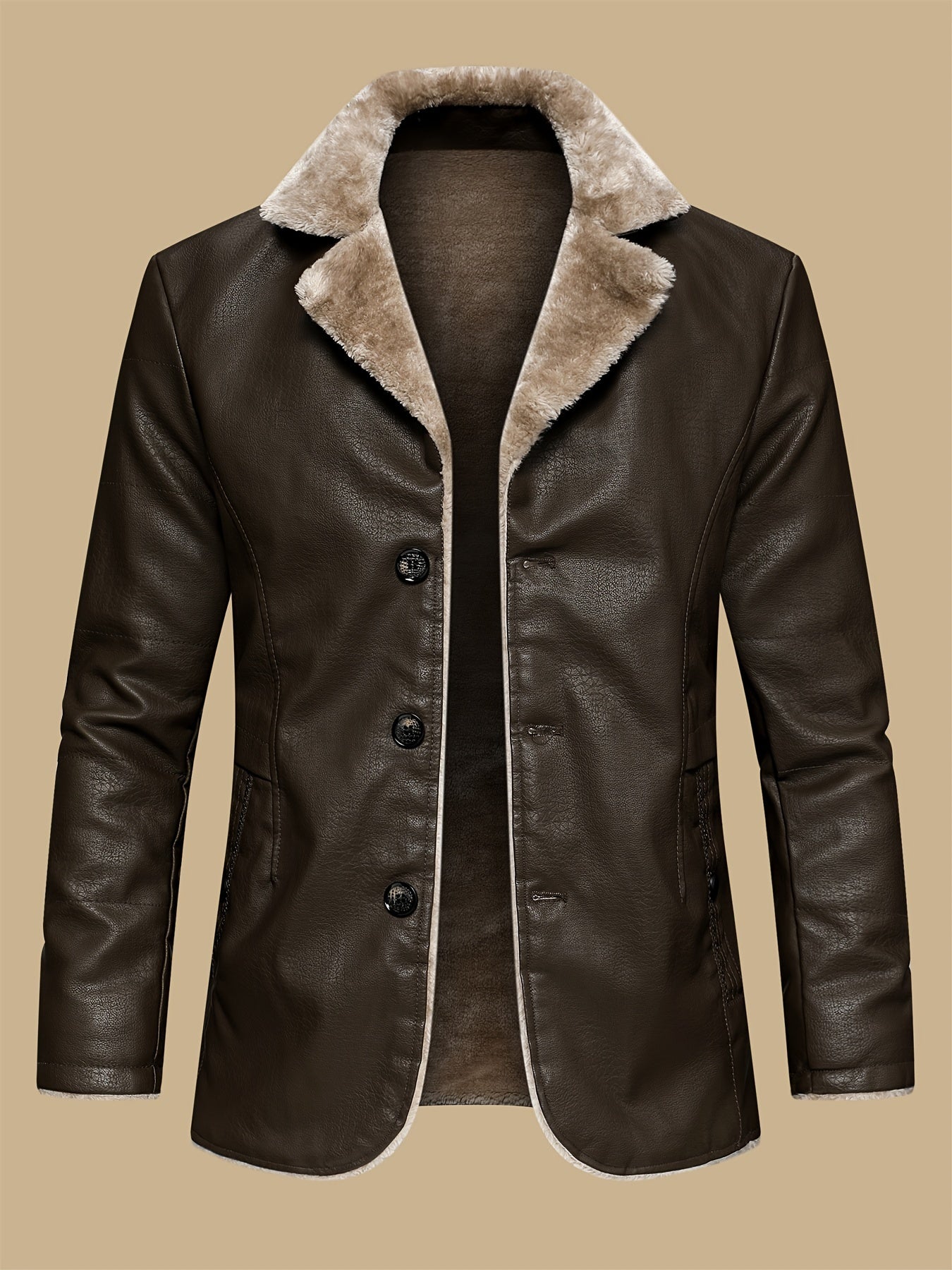 Arctic Edge PU Leather Jacket , Casual Jacket With Faux Fur Lining, Water-Resistant Windproof For Autumn Winter Daily And Leisure Wear