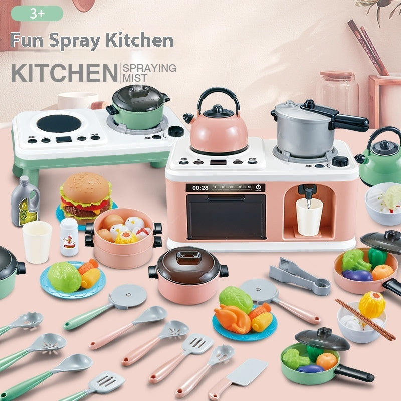 Children's Puzzle Spray Kitchen Set Toy Family Simulation Kitchen With Lights