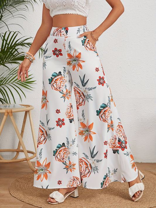 Floral Print Wide Leg Pants