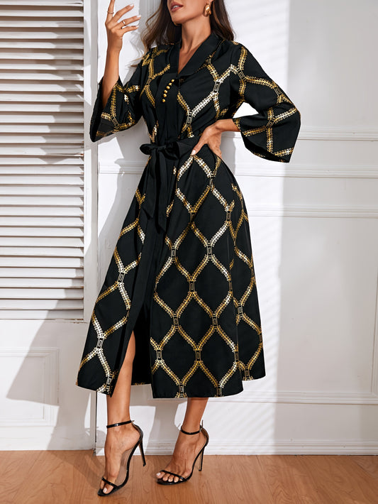 🌿 Ogee Print Flared Sleeve Maxi Dress 👗