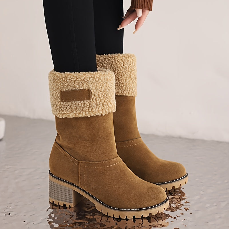 Women's Stacked Heel Mid Calf Snow Boots ❄️