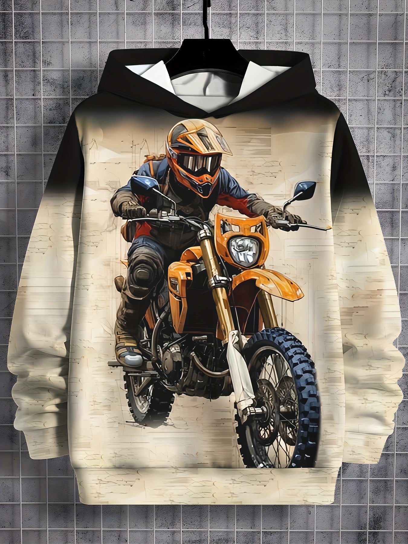 🏍️ Trendy Boys' Motorcycle Print Hoodie 🏍️