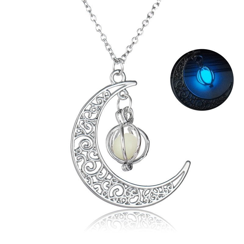 Lunar Glow Natural Stone Healing Necklace: Luminous Moon Pendant