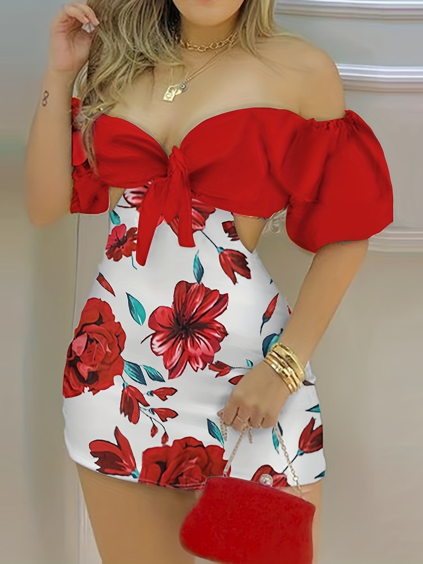 Floral Print Off-Shoulder Romper