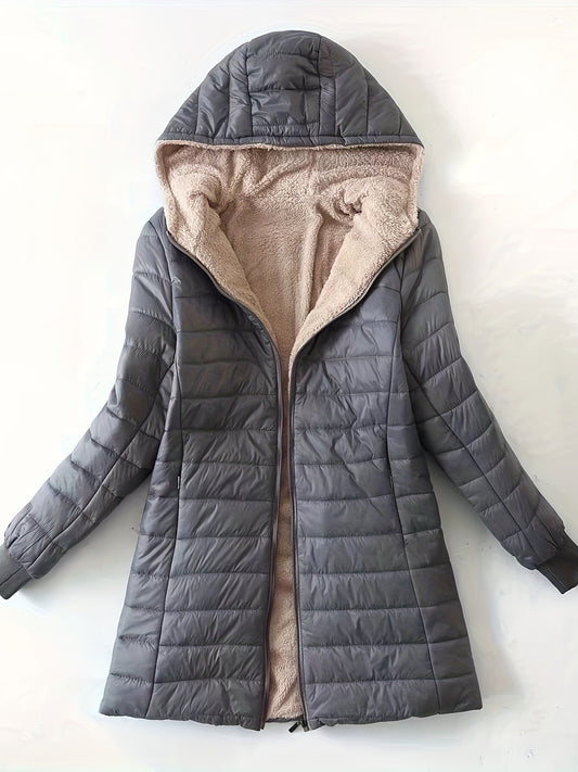 Fleece Lined Zip Up Coat 🧥❄️