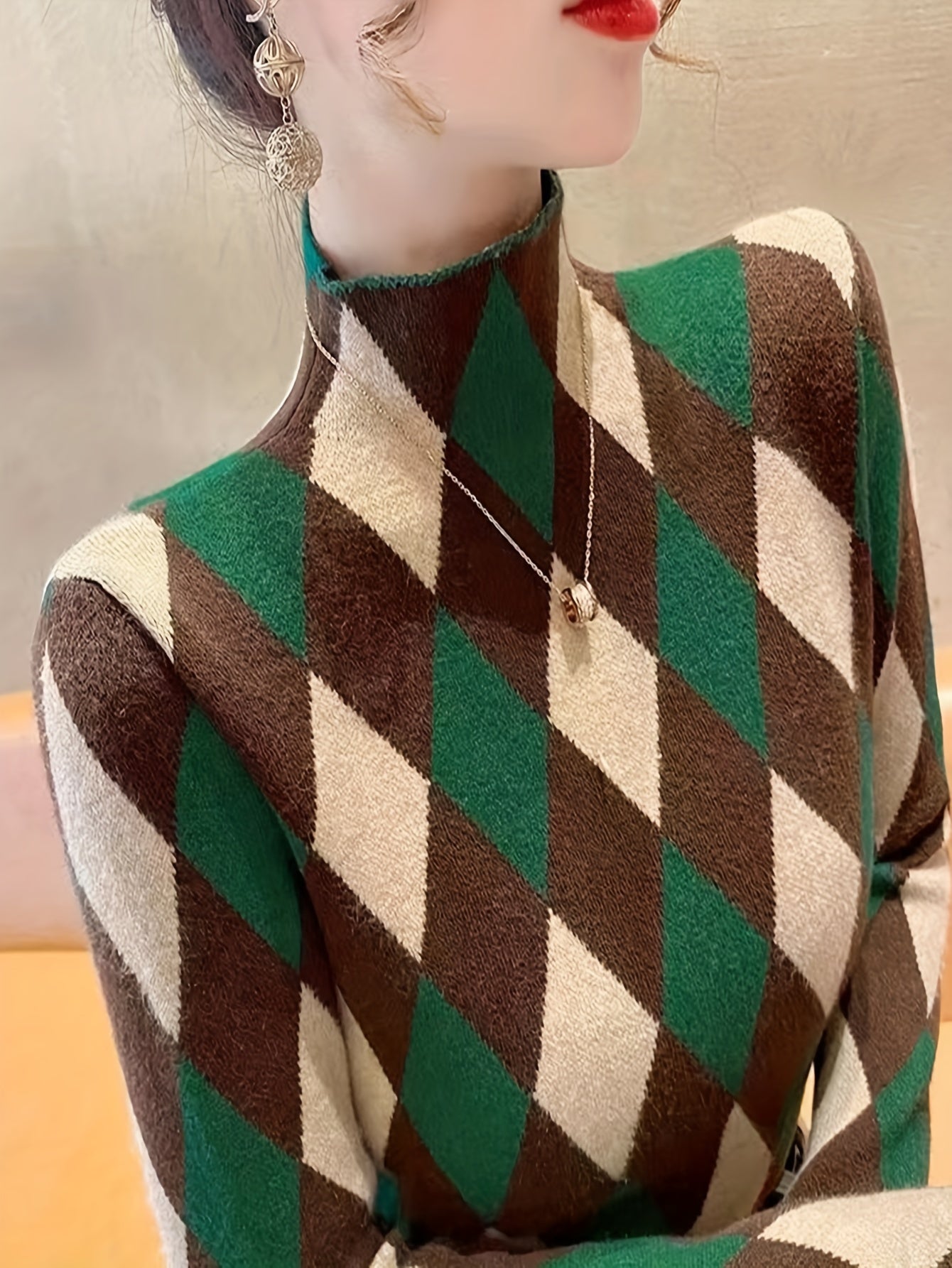 🧣 Plaid Turtle Neck Pullover Sweater 🧣