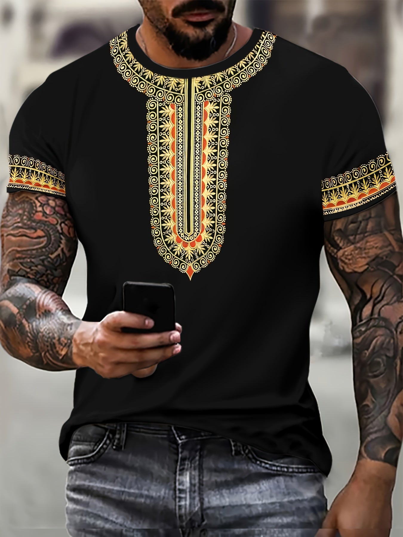 Ethnic Vibes" Graphic Crew Neck Tee