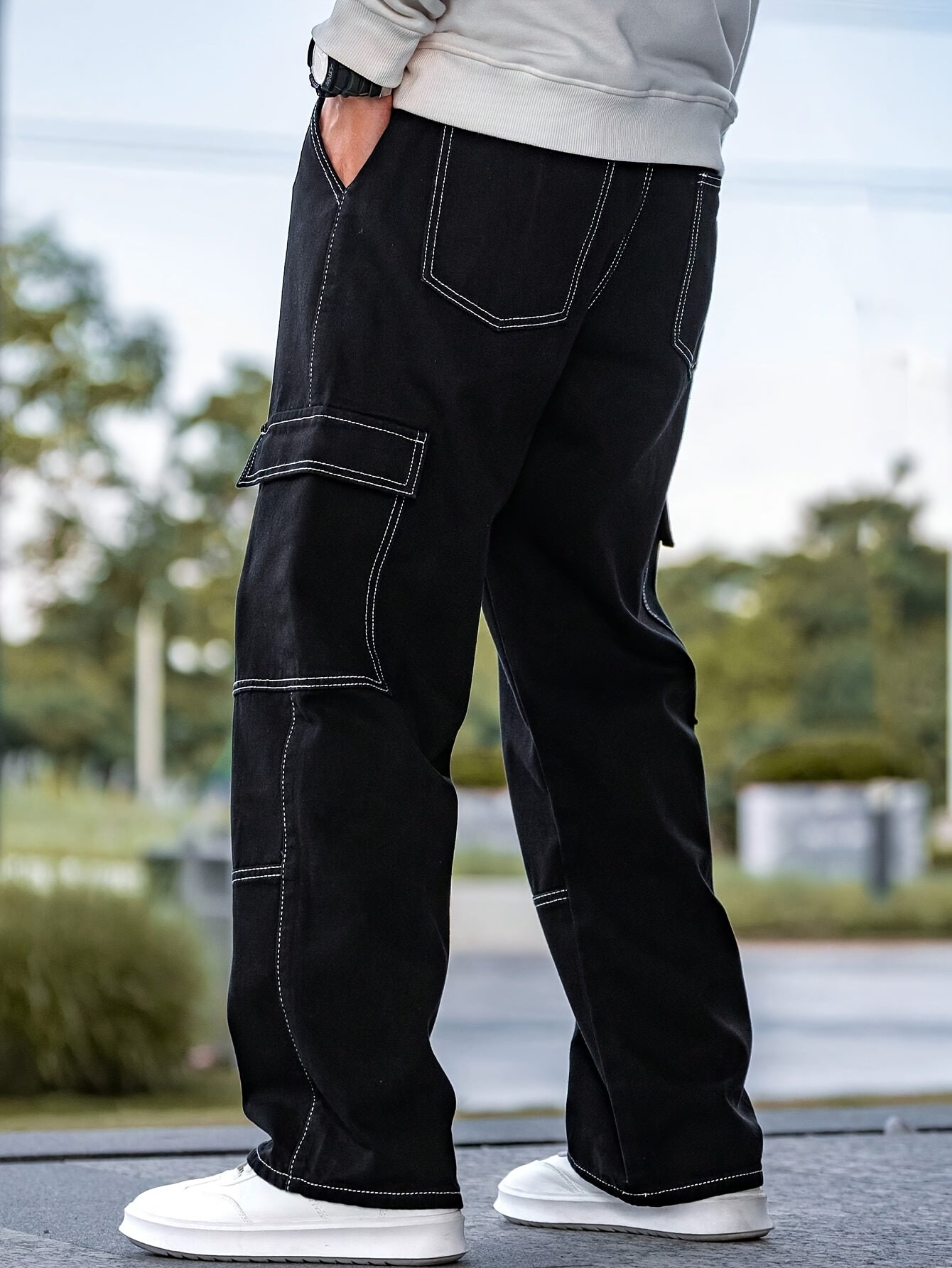 🏞️ Cotton Multi Flap Pockets Men's Straight Leg Cargo Denim Pants 🏞️