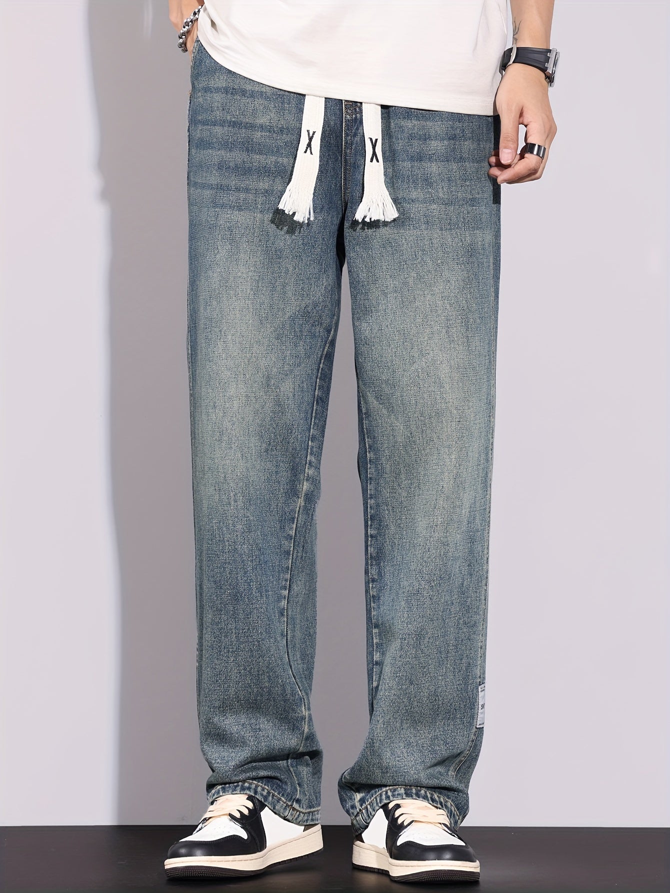 Urban Explorer" Loose Washed Denim Trousers