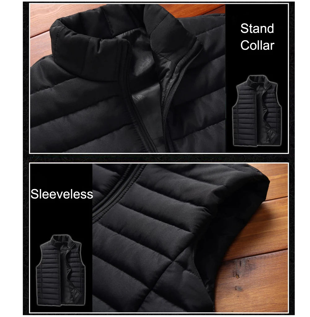 Sleeveless Cotton-Padded Vest - Stand Collar Winter Warmth Vest Jacket