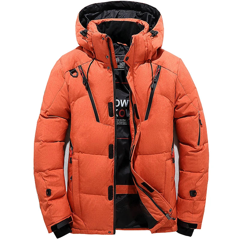 Men's White Duck Down Jacket: Warm Hooded Thick Puffer Coat ❄️🧥