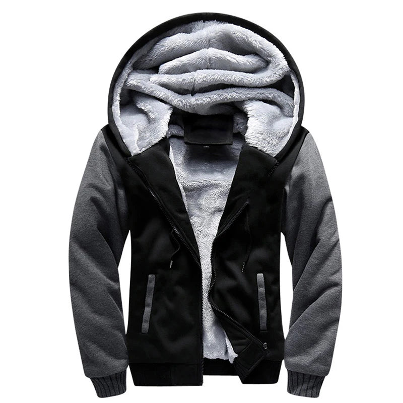 Men's Winter Camouflage Fleece Jacket - Thick Hooded Streetwear Coat