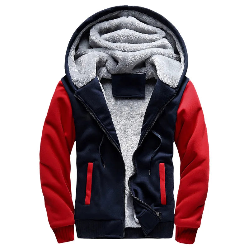 Men's Winter Camouflage Fleece Jacket - Thick Hooded Streetwear Coat