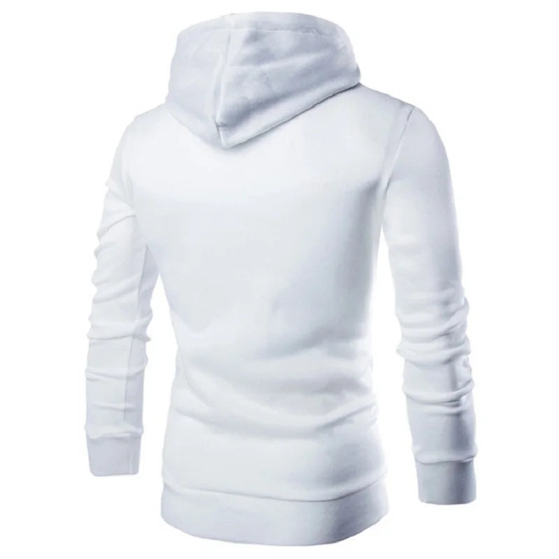 Men's Zipper Hooded Pullover Sweatshirt - High Neck Style