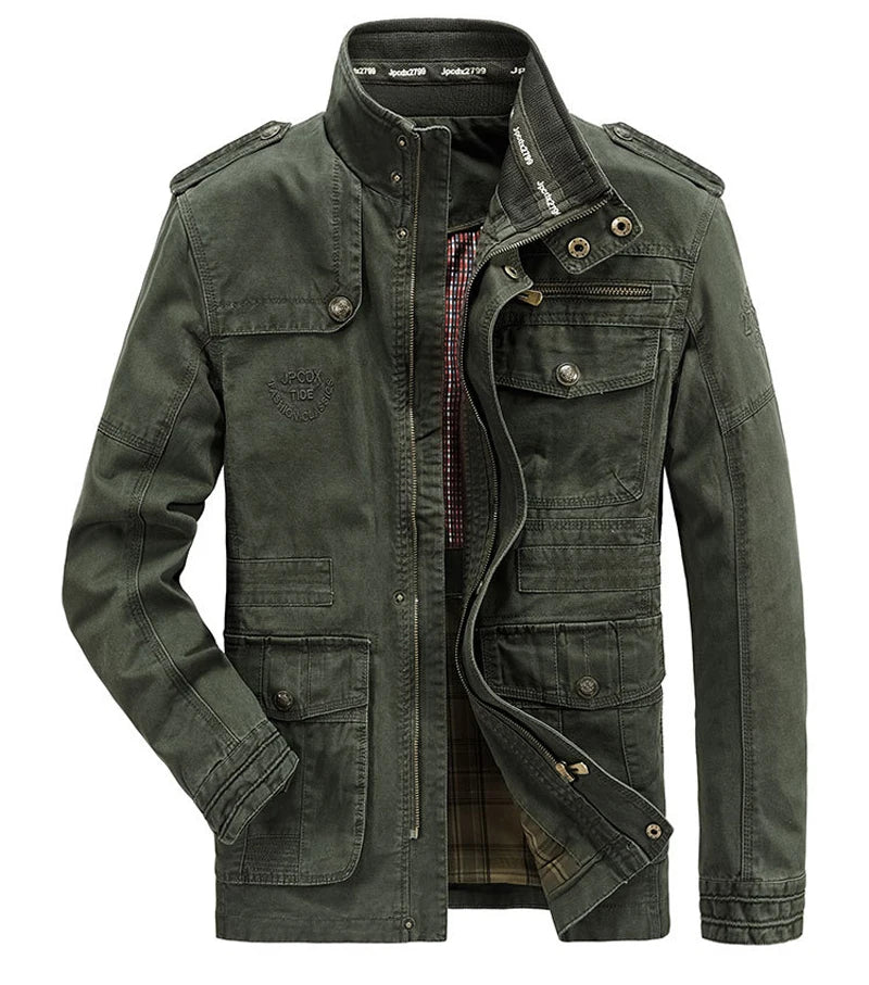 Men's Autumn-Winter Cargo Jacket - Pure Cotton Business Casual Military Bomber Coat