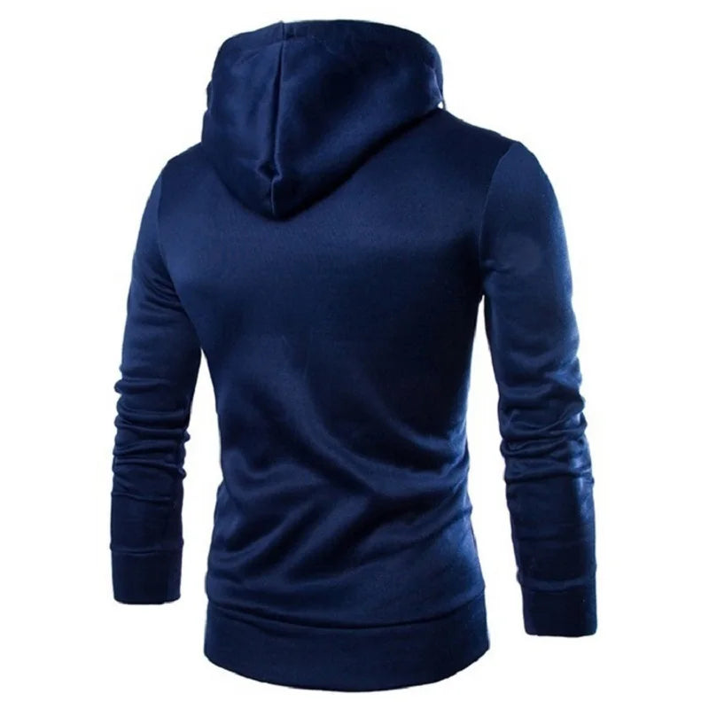 Men's Zipper Hooded Pullover Sweatshirt - High Neck Style