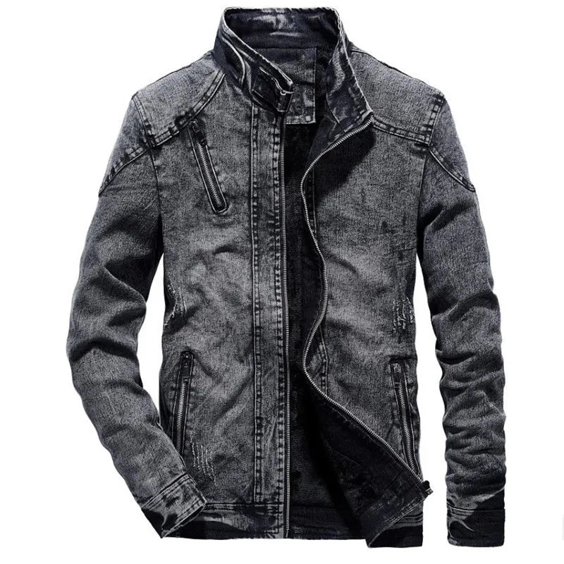 Men's Winter Plus Velvet Denim Jacket - Retro Slim Fit Warm Jeans Coat