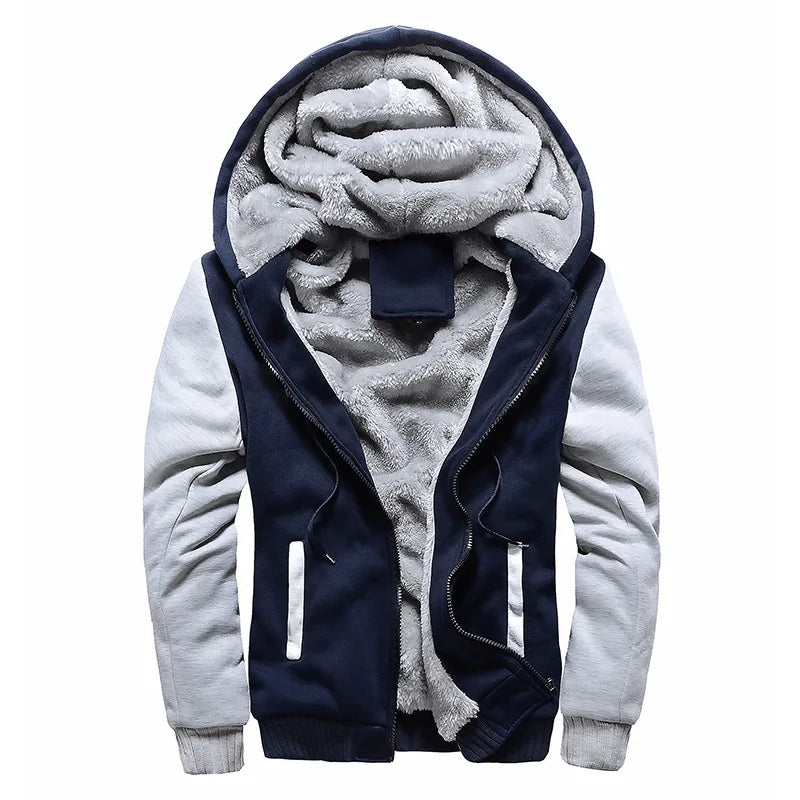 Men's Winter Camouflage Fleece Jacket - Thick Hooded Streetwear Coat