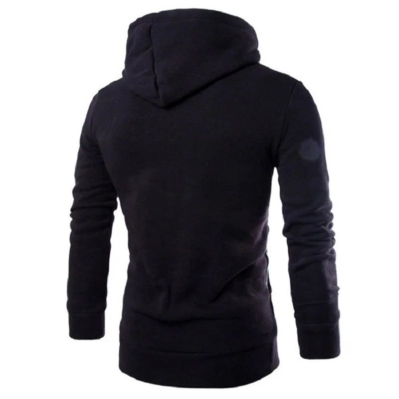 Men's Zipper Hooded Pullover Sweatshirt - High Neck Style