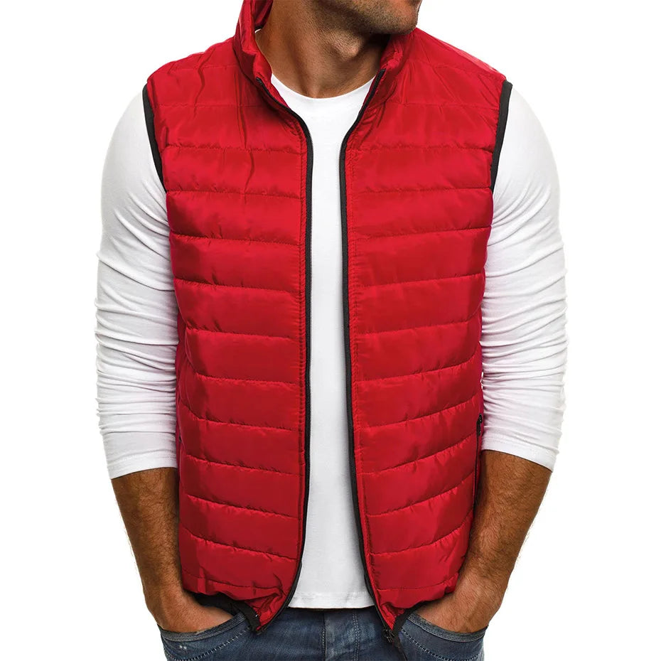 Sleeveless Cotton-Padded Vest - Stand Collar Winter Warmth Vest Jacket