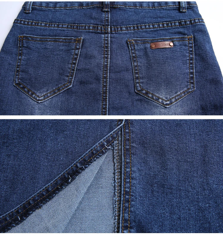 High Waist Straight Denim Skirt