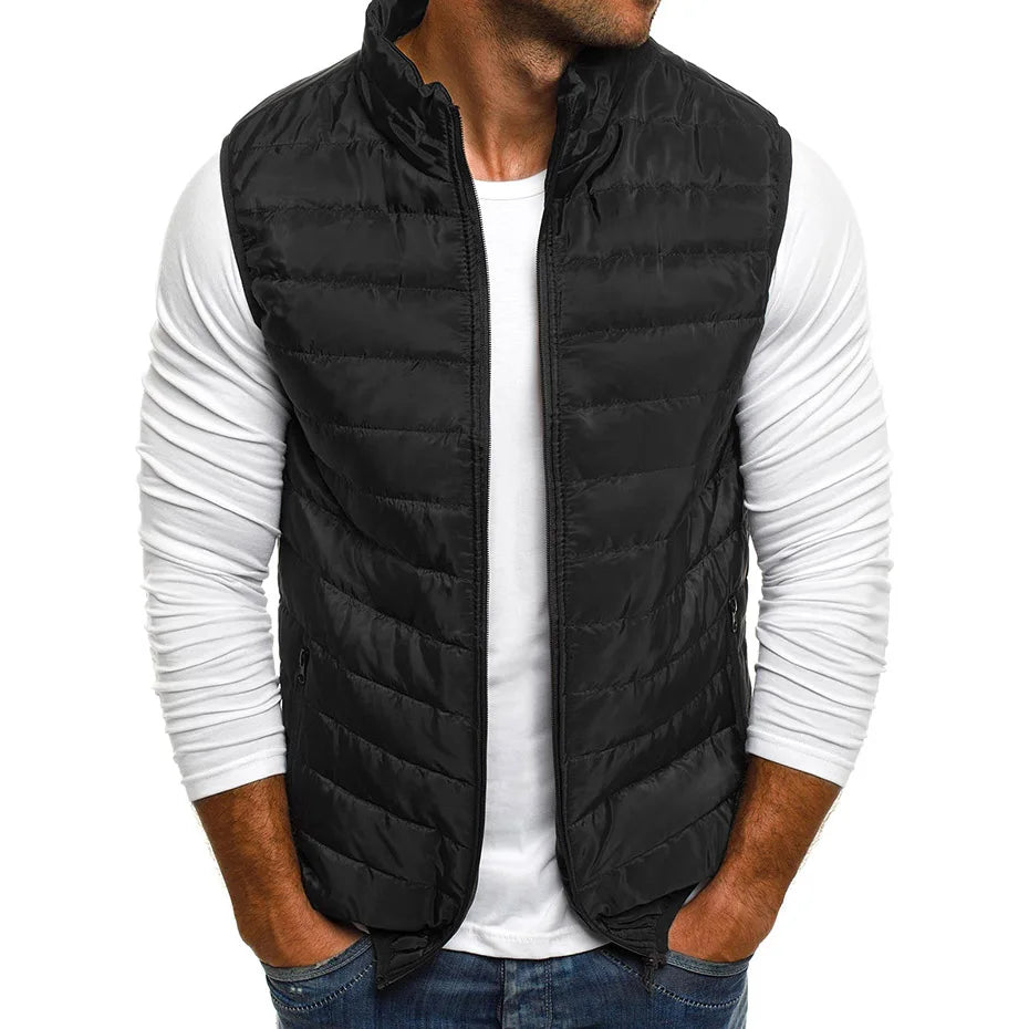 Sleeveless Cotton-Padded Vest - Stand Collar Winter Warmth Vest Jacket