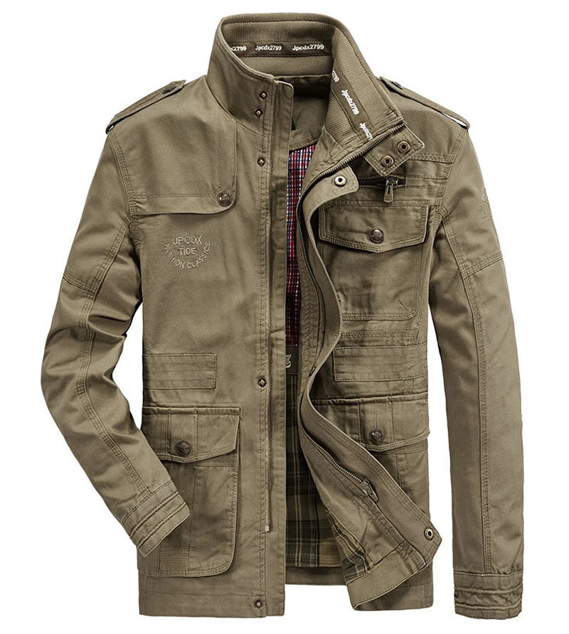 Men's Autumn-Winter Cargo Jacket - Pure Cotton Business Casual Military Bomber Coat