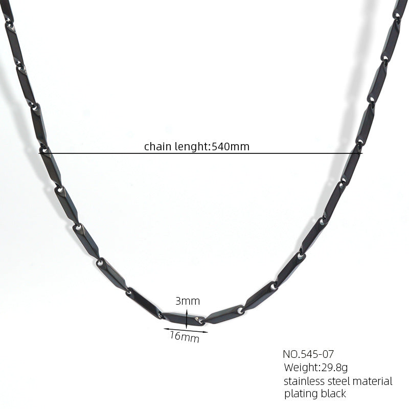 Elegance Craft Stainless Steel Rhombus Bevel Stick Melon Seeds Chain: High-Grade European and American Handmade Jewelry