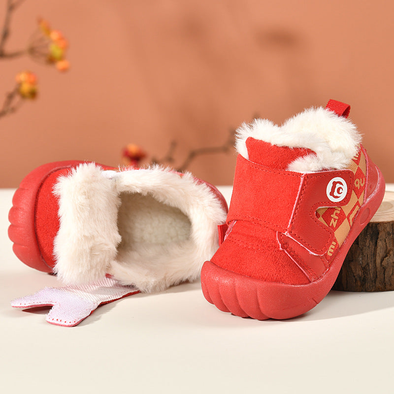 Baby Soft Bottom Non-slip Plus Velvet Thick Cotton Shoes