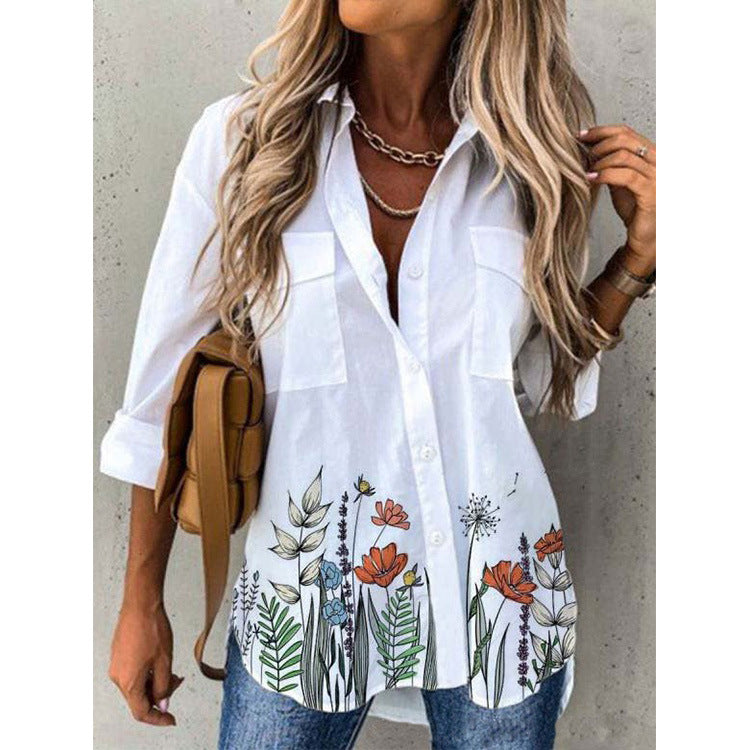 Women's Digital Printing Long Sleeve Shirt Top