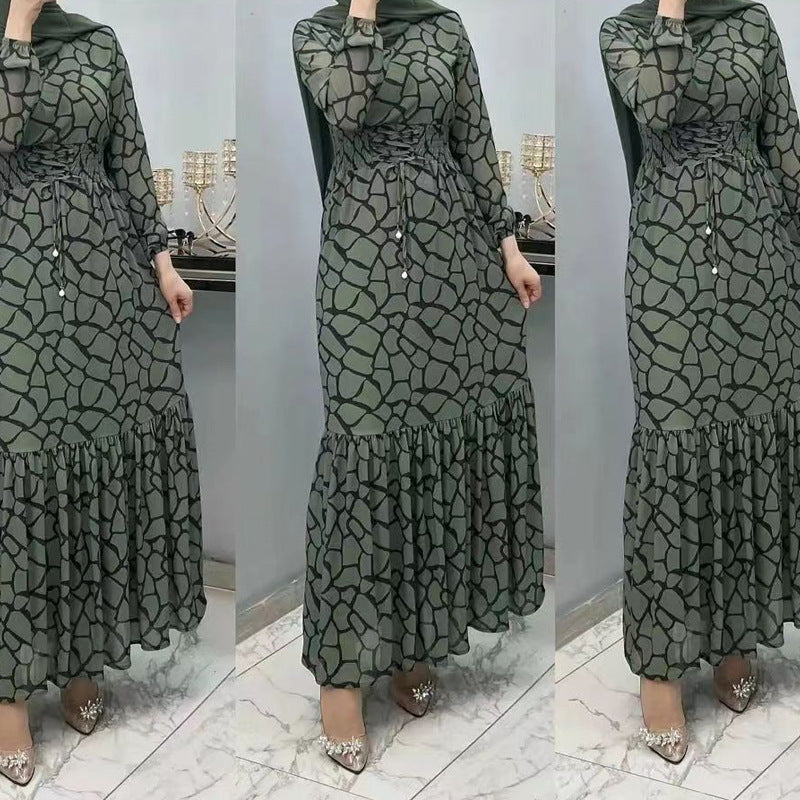 Women's Turtleneck Waist Trimming Lace Up Loose Dress