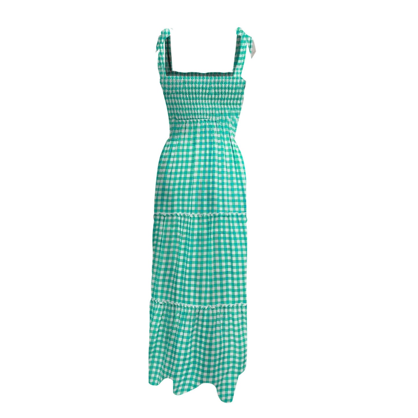 Women's Bow Long Plaid Sling Dress