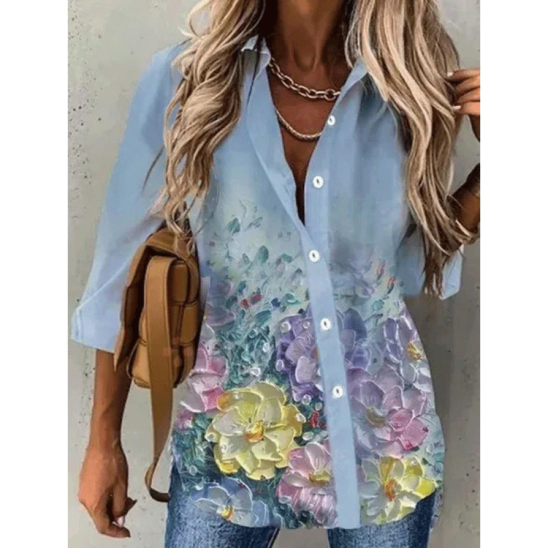 Women's Digital Printing Long Sleeve Shirt Top