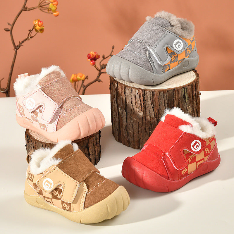 Baby Soft Bottom Non-slip Plus Velvet Thick Cotton Shoes