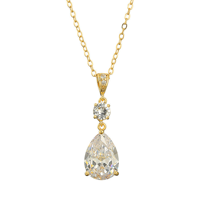 Simple And Fresh Water Drop Zircon Pendant Necklace