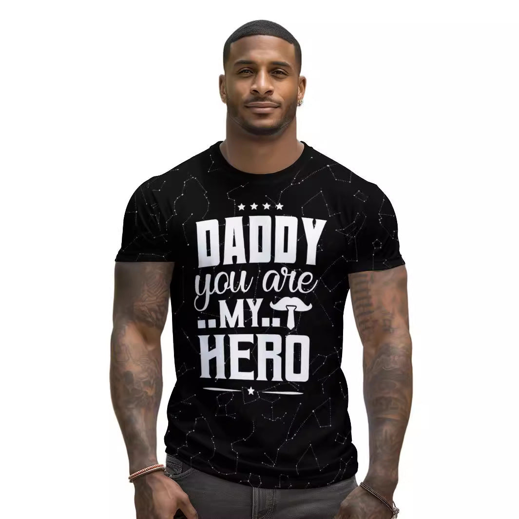 European And American 3D Printing HERO Father's Day Loose Short Sleeve