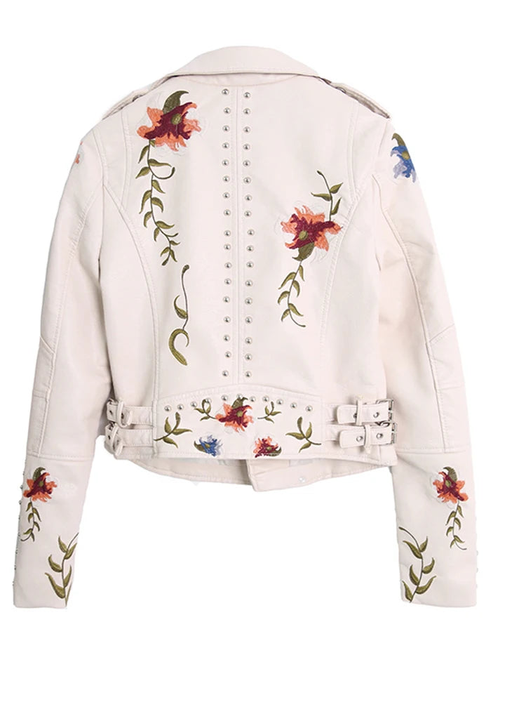 Floral Faux Leather Chic Jacket