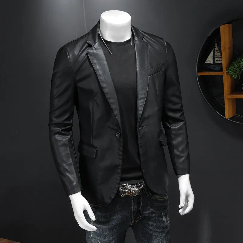 Slim Fit PU Leather Motorcycle Jacket