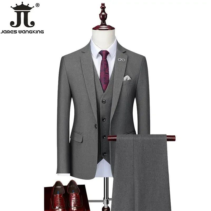 Dapper Essentials Men’s Suit Set 👔 Solid Color Blazer, Vest & Pants