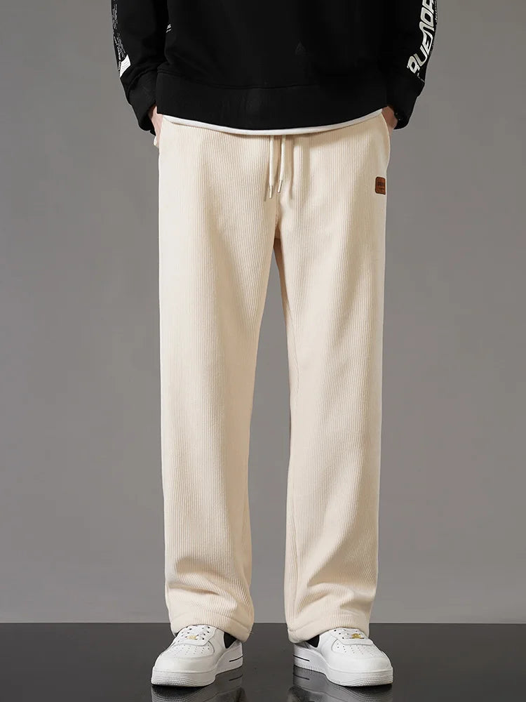 Men's Winter Thick Warm Corduroy Sweatpants with Fleece Liner