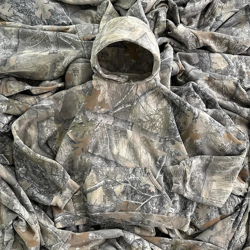 Y2K Camouflage Hoodie 🧢 High Street Retro Unisex Pullover – Hip-Hop Inspired Style