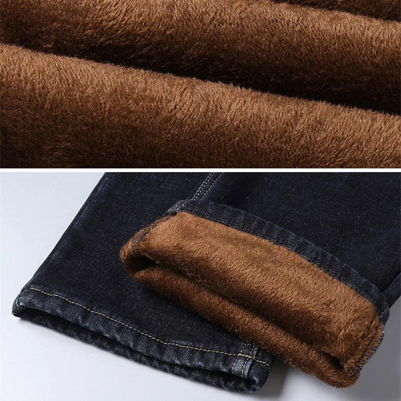 Cozy Comfort Thermal Denim Jeans 🧥 Men’s Fleece Stretch Trousers